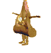 an absolutely wretched gif of a pizza with a human face dancing